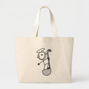 Stokfiguur Chef met Pollepel Grote Tote Bag