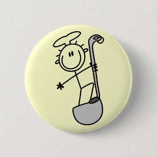 Stokfiguur Chef met Pollepel Ronde Button 5,7 Cm