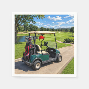 Stokfiguur Golfer in een Golfkarretje Servet