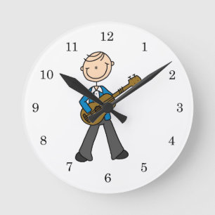 Stokfiguur Man met Gitaar T-shirts en Cadeaus Ronde Klok