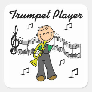 Stokfiguur Mannelijke Trompettist T-shirts en Cade Vierkante Sticker