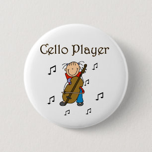 Stokfiguur Meisje Cellospeler T-shirts en Cadeaus Ronde Button 5,7 Cm