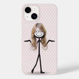 Stokfiguur meisje met haar en bril Case-Mate iPhone 14 hoesje