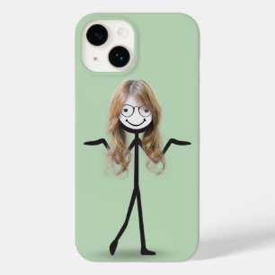 Stokfiguur Meisje Met Haar en Bril Case-Mate iPhone 14 Hoesje