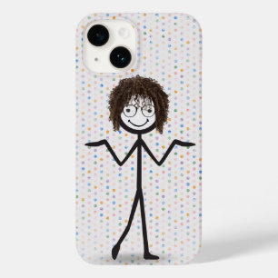 Stokfiguur meisje met haar en bril Case-Mate iPhone 14 hoesje