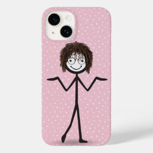 Stokfiguur meisje met haar en bril Case-Mate iPhone 14 hoesje