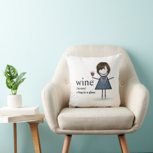 Stokfiguur Meisje Met Rode Wijn Kussen