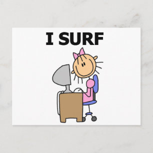 Stokfiguur Meisje Web Surfen T-shirts en Cadeaus Briefkaart
