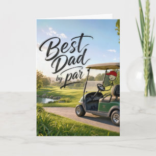 Stokfiguur Papa Golfer in een Golfkar Kaart