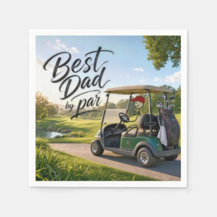 Stokfiguur Papa Golfer in een Golfkar Servet