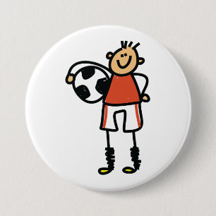 Stokfiguur Voetbal Jongen Voetballer Ronde Button 7,6 Cm