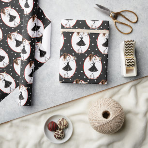 Stokfiguurmeisje met Martini Cadeaupapier