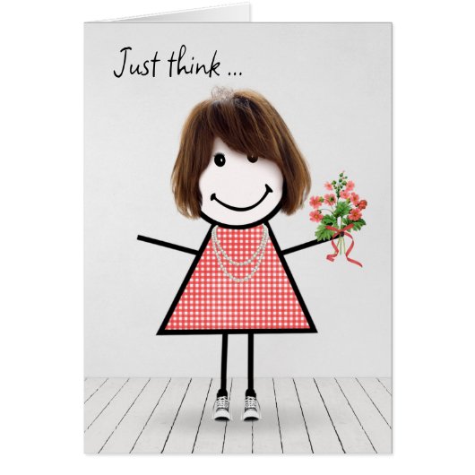 Stokfiguurmeisje met verjaardagsboeket (Voorkant)