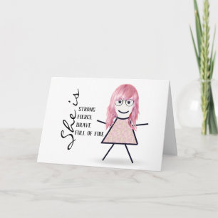 Stokpoppetje met haar aanmoedigingscitaat kaart