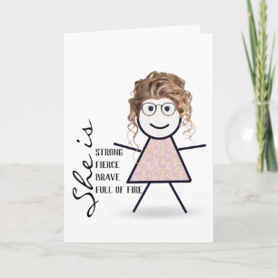 Stokpoppetje met haar voor zus kaart