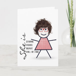 Stokpoppetje met haar voor zus kaart