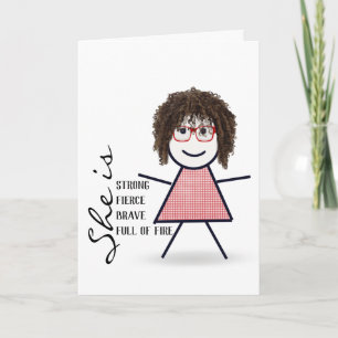 Stokpoppetje met haar voor zus kaart