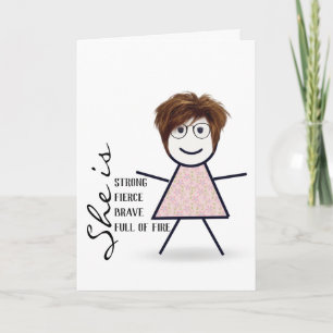 Stokpoppetje met haar voor zus kaart
