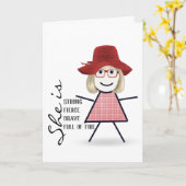 Stokpoppetje met rode hoed kaart (Gele Bloem)