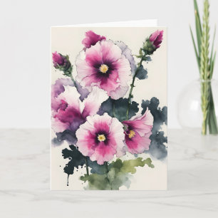 Stokroos - Watercolor bloemen Kaart