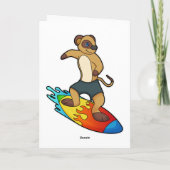 Stokstaartje als surfer met surfplank kaart (Achterkant)