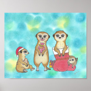 Stokstaartje Kerst Feest Dieren Nursery Poster