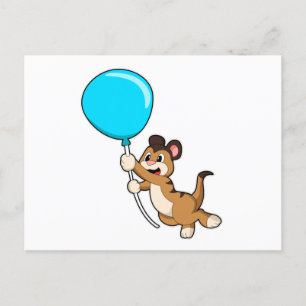 Stokstaartje met ballon briefkaart