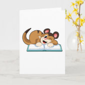 Stokstaartje met boek kaart (Gele Bloem)