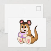 Stokstaartje met kopje koffie briefkaart (Voorkant / Achterkant)