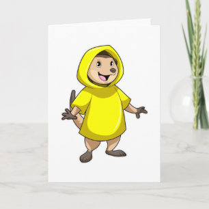 Stokstaartje met regenjas kaart
