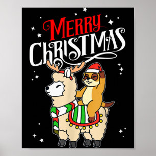 Stokstaartje vrolijk kerst rendier lama rijden sto poster
