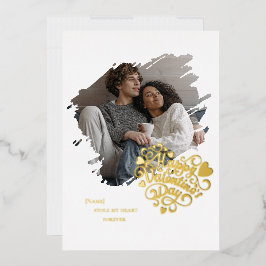 Stole My Heart Valentine's Day Photo Personalized Folie Feestdagenkaart