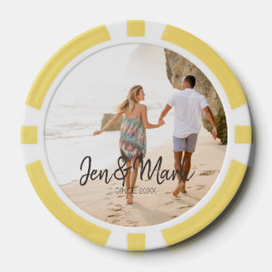 Stolen Foto. Naam en Jaar Typografie. Poker Chips