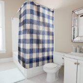 stolsel van blauwe gingham, textuur van shirten douchegordijn (In situ)