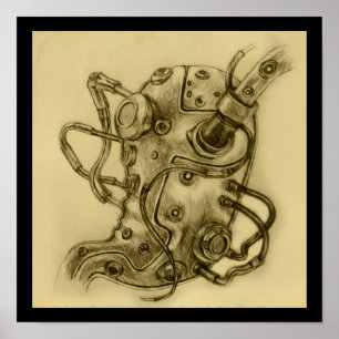 Stomac mécanique Anatomie Steampunk Impression Des
