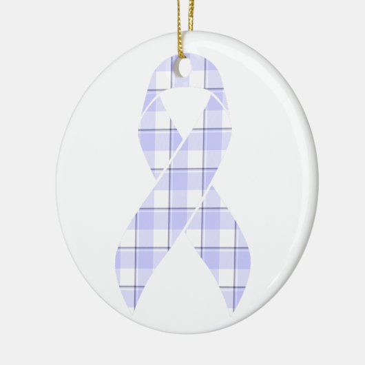 Stomach Cancer Awareness Plaid Periwinkle Ribbon Keramisch Ornament (Links)