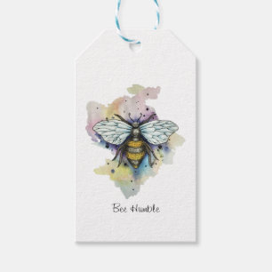Stombijen en regenboogwas cadeaulabel