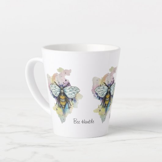 Stombijen en regenboogwas latte mok (Linkerhoek)