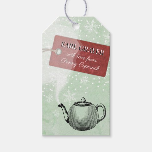 Stomen theepot gepersonaliseerde thee blend van cadeaulabel (Voorkant)