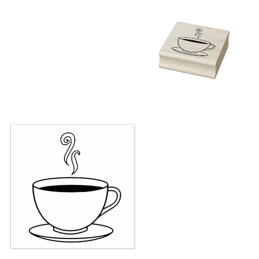 Stomende Kop Koffie Rubberstempel (Gestempeld)