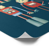 Stomme 1950s-robots met stijlretro poster (Hoek)