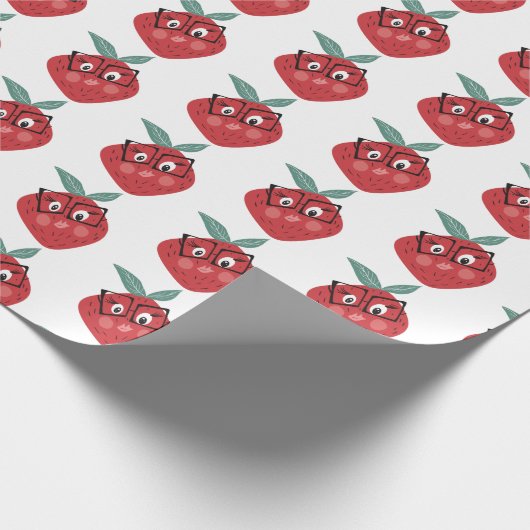 Stomme aardbei Cartoon hand getrokken droogkast Cadeaupapier (Hoek)