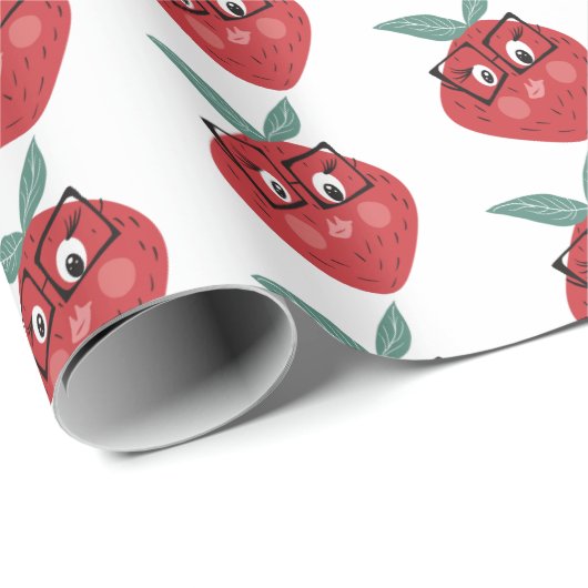 Stomme aardbei Cartoon hand getrokken droogkast Cadeaupapier (Rol Hoek)