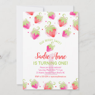 Stomme aardbeien Berry Sweet Red & Roze Birthday Kaart