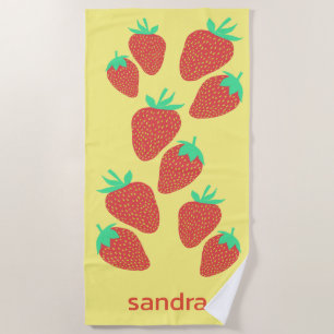 Stomme aardbeien Fruity Fun CUSTOM NAME Strandlaken