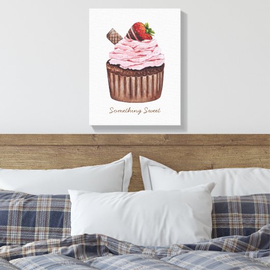 Stomme aardbeienbrood in Waterverf Canvas Afdruk (Insitu (Slaapkamer))