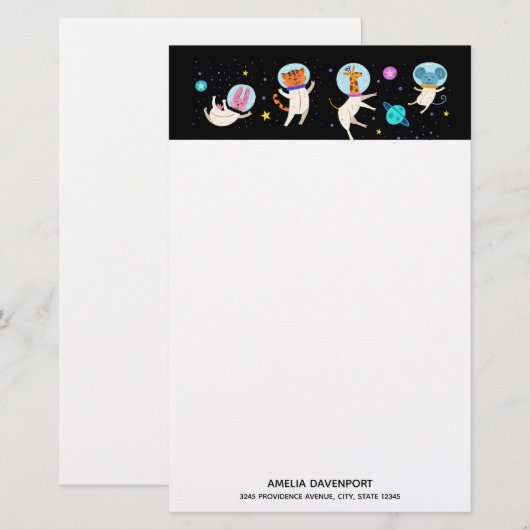 Stomme astronautdieren die in de ruimte zweven briefpapier (Voorkant / Achterkant)