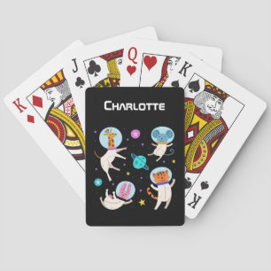 Stomme astronautdieren die in de ruimte zweven pokerkaarten