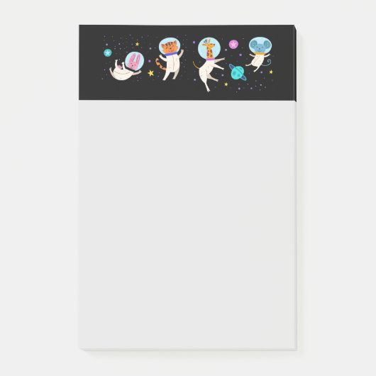 Stomme astronautdieren die in de ruimte zweven post-it® notes (Voorkant)