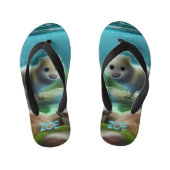 Stomme baby otter in vijver - personaliseerbaar kinder teenslippers (Voetbed)